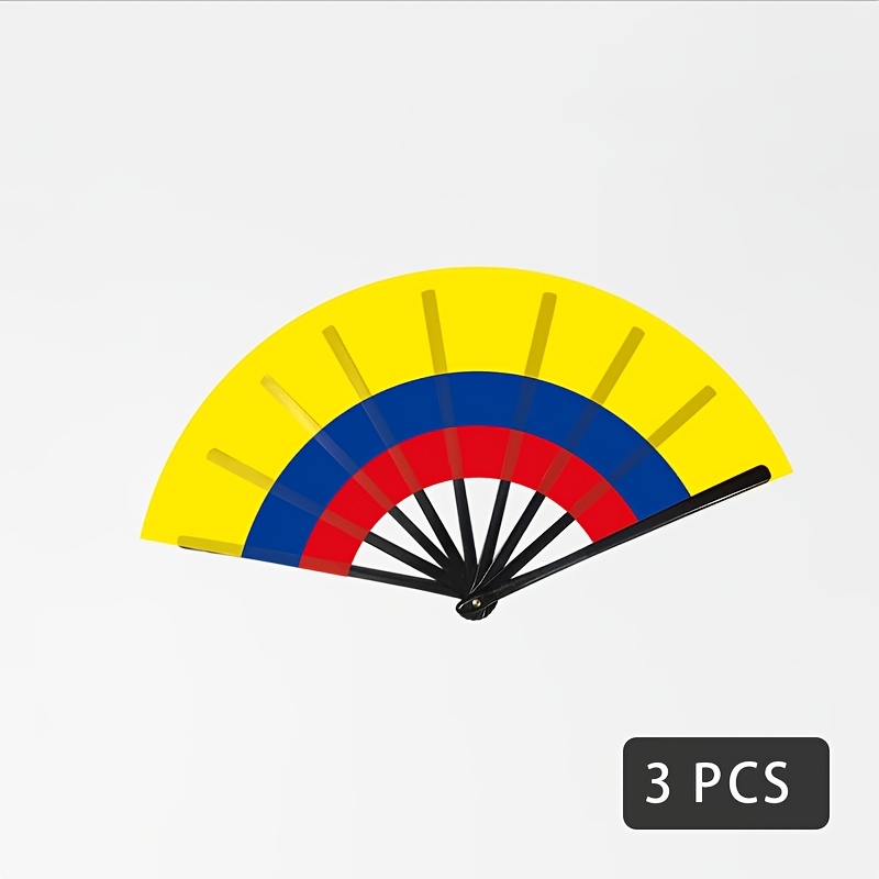 TEMU 1-6pcs , 22cm Colombian Folding Fan | Summer Cooling And Relaxation, Day Celebration, Outdoor Beach Party, Barbecue, Travel And Camping, Daily ,