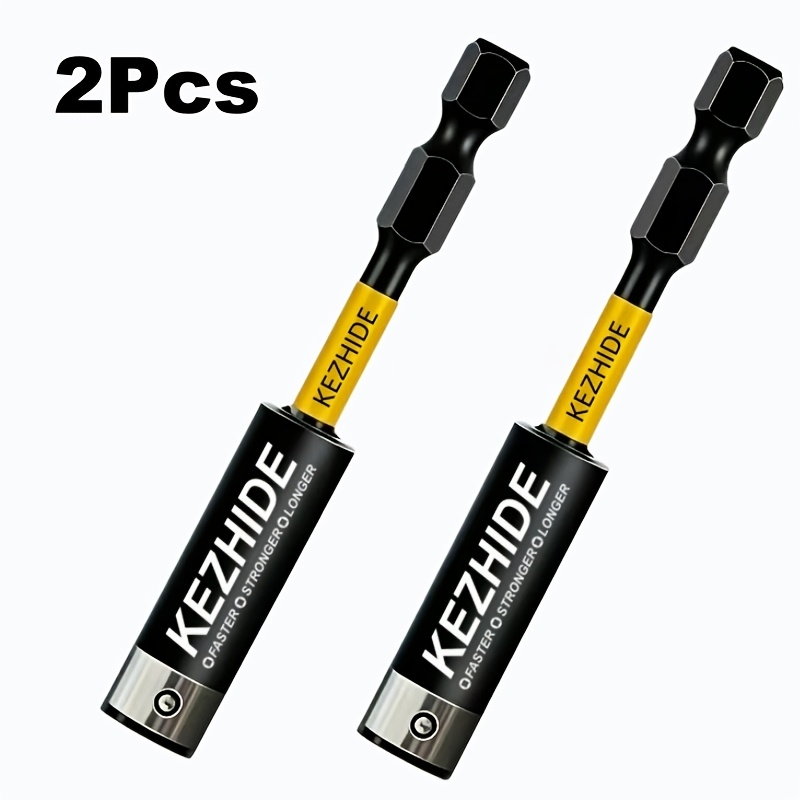 TEMU 2-pack 75mm Locking Strong Magnetic Screwdriver Bits, Torque Buffering Magnetic Extension Rods, Anti-slip Locking Balls Prevent Falling Off,