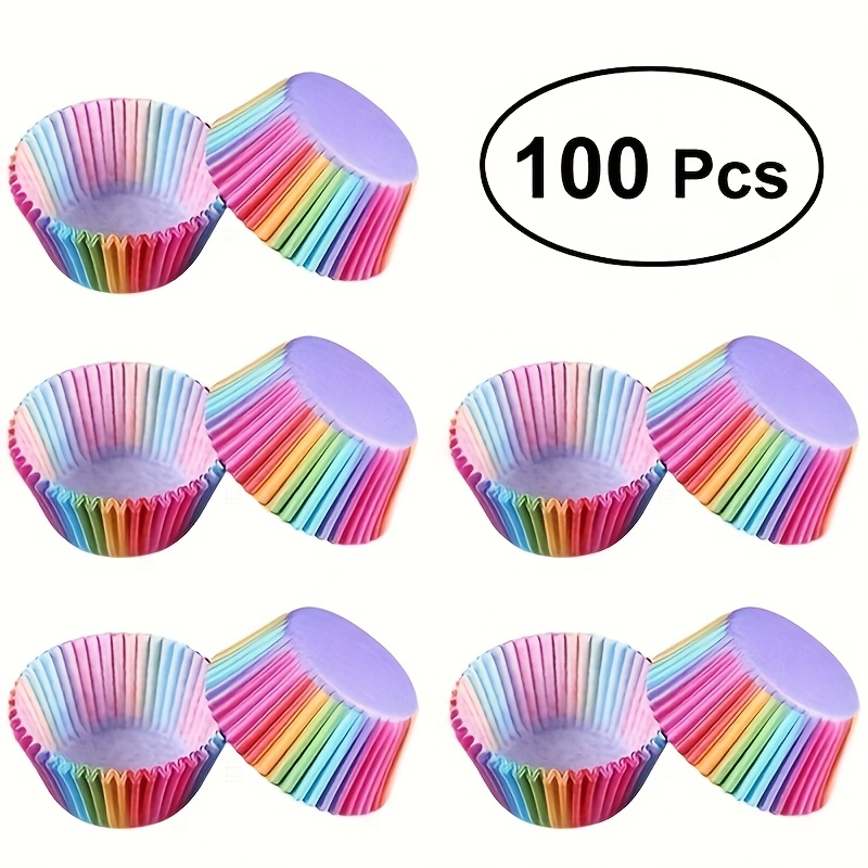 Image of Set Of 100 Colorful Cupcake Liners For Baking Muffins, Featuring A Dotted Design And Perfect For Disposable Use