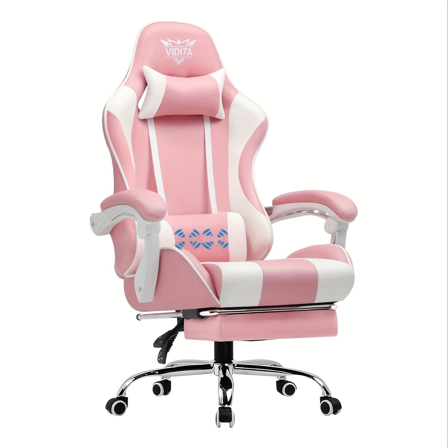 TEMU Ergonomic Gaming Chair With Adjustable Lumbar Support & Footrest - , Height Adjustable Computer Chair With Padded Armrests, Headrest & 5-wheel