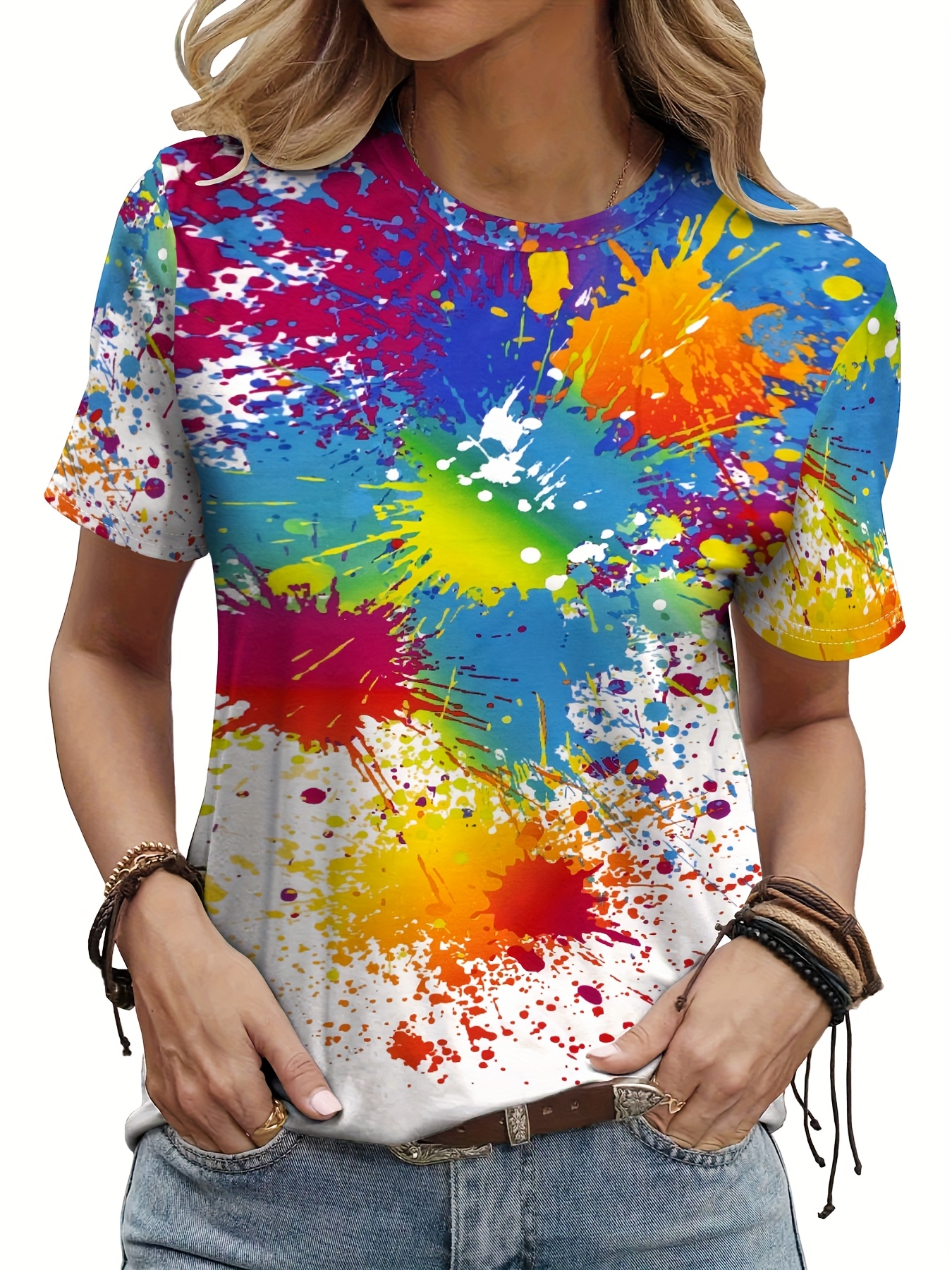 T-Shirt Donna Hippie Tie Dye Stretch - Colori Vivaci - The Hippie Clothing Co