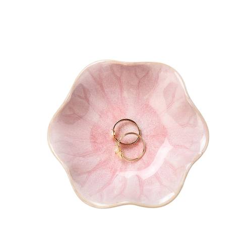 1pc for lotus petal jewelry tray hexagonal textured soft pink organizer for earrings rings keys watches mother s day gift bathroom living room home decor jewelry trays