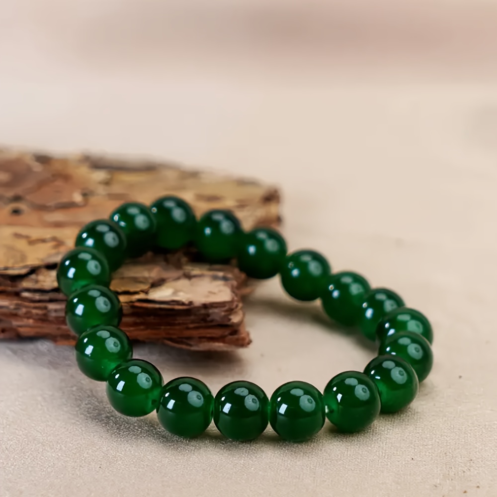 TEMU 1pc 8mm Green Simple And Exquisite Hand Bracelet, Men's And Women's Beaded Jewelry, Birthstone, Valentine's Day Gift