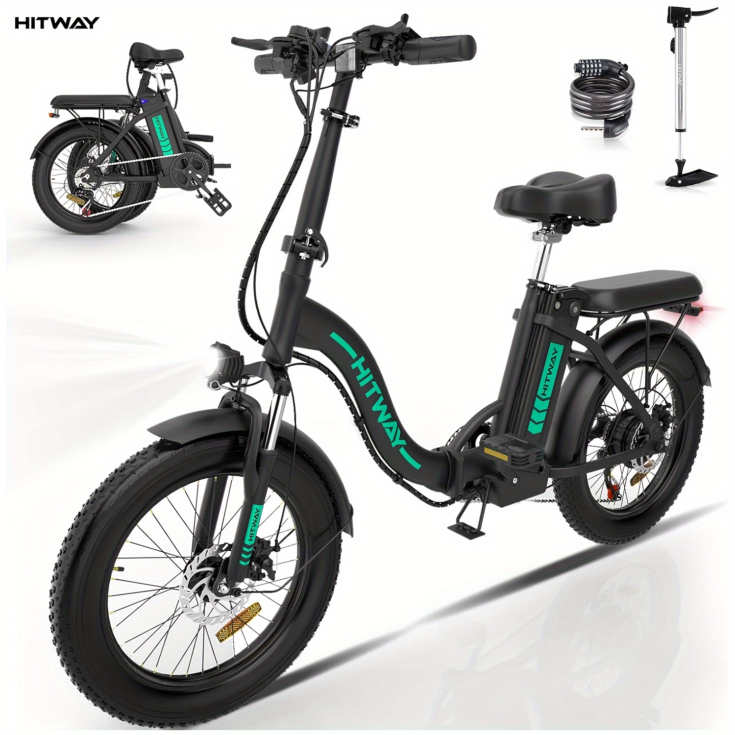 

Hitway Bk6m Electric Bike For Adults, 20" Fat Tire E Bike 750w 20mph Removable Folding Electric Bike, 48v/14ah Battery 55-120km, Mountain Bike Snow Beach Bicycle With 7 Gears