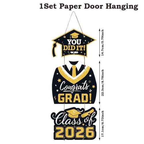 1set graduation season paper door hanging hanging ornaments colorful graduation cap clothes pattern paper hanging ornaments words design graduation season supplies congrats grad party decoration graduation party decor party gifts