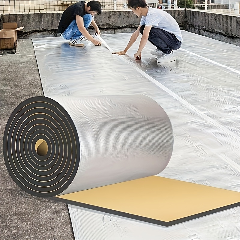 

1roll Self-adhesive Aluminum Foil Insulation Roll - 5mm , Heat & Fire Resistant, Sun Protection Roof Barrier, Plastic Material