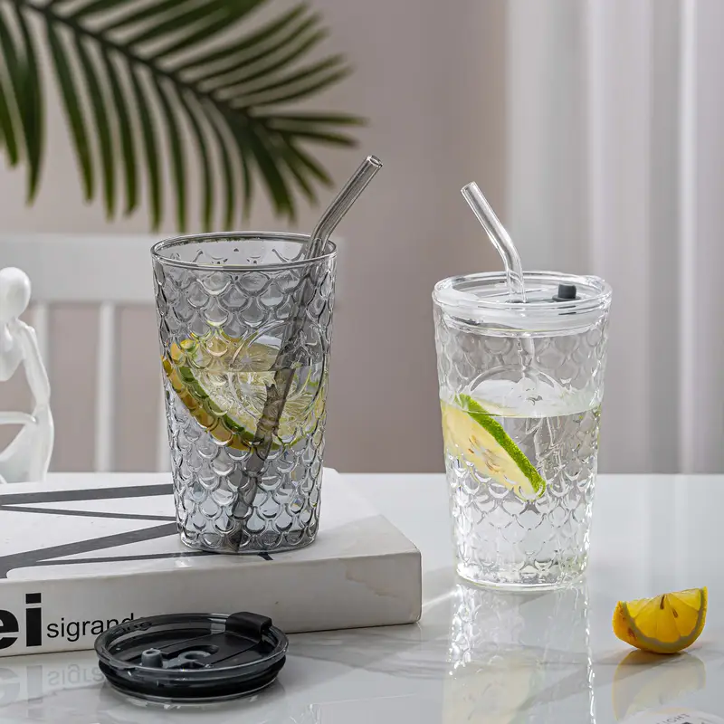 2pcs 4pcs high silicon glass tumblers with lids and stainless steel straws spill proof leak proof heat resistant ideal for iced coffee with reusable drinkware for home Product details 2