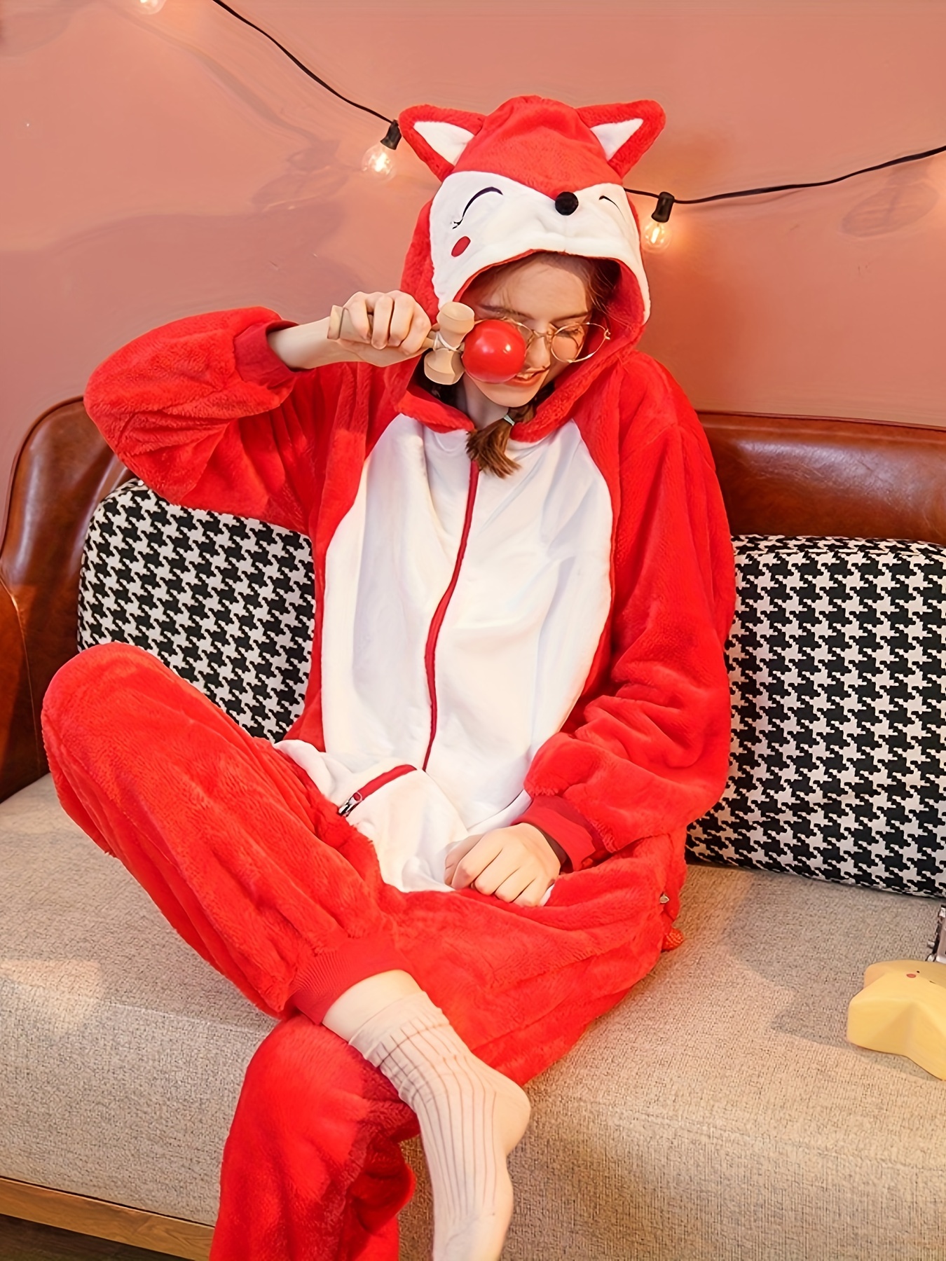 Pyjama Kigurumi - Rouge - XL - Flanelle - Dinosaure - Vêtements D'hiver Pour Adultes
