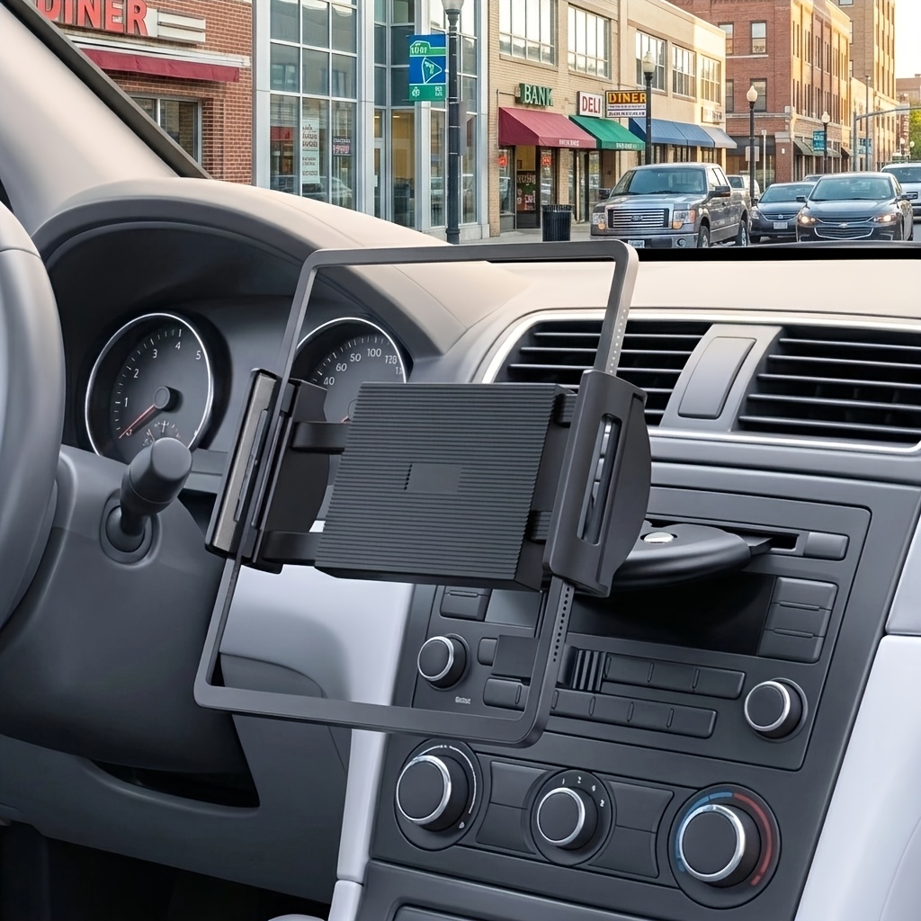 TEMU Car Phone Holder And Tablet Mount, Adjustable Cd Player Slot Car Mount, Center Console Device Holder For Smartphones And Tablets, Portrait