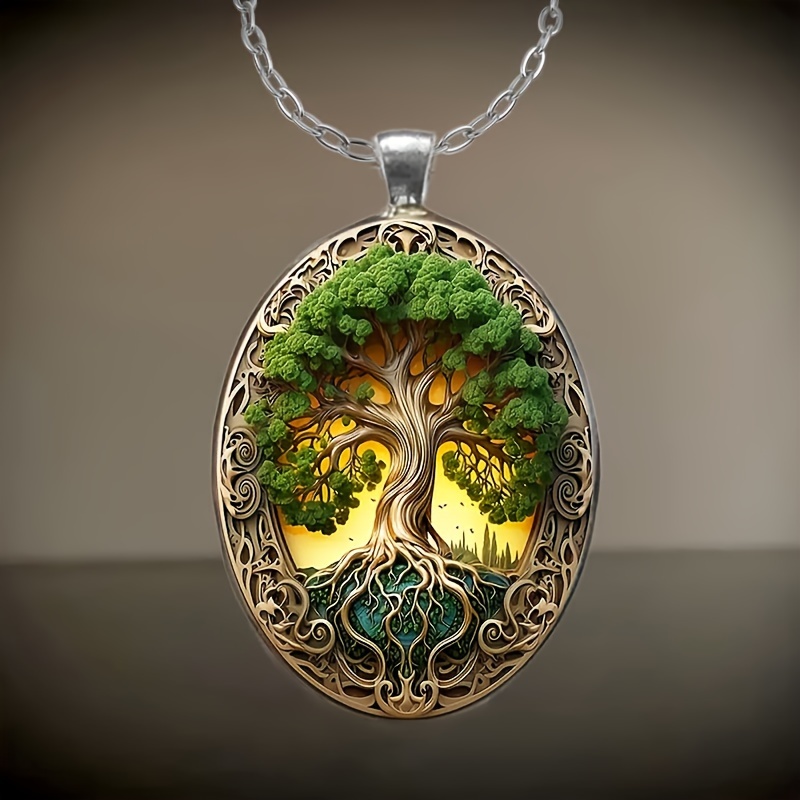 TEMU Stylish And Elegant Tree Of Necklace, Oval Necklace, Romantic Gift Jewelry