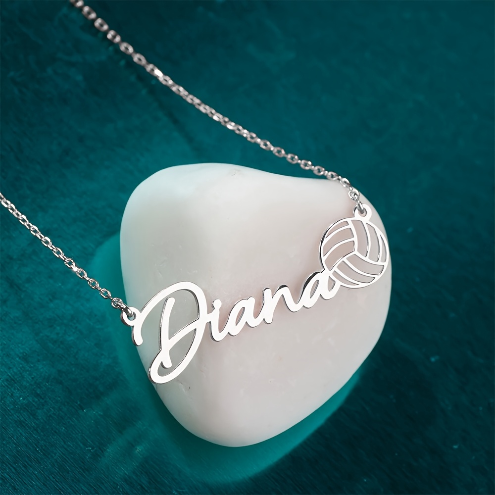 TEMU Personalized Volleyball Name Necklace, Custom Volleyball Sports Jewelry Gift, Volleyball Mom Gift, Mother's Day Gift