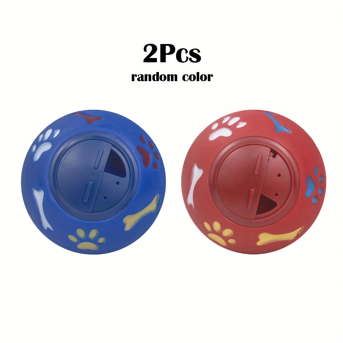 2pcs Pet Puppy Rabbit Bone Footprint Style Random Color Leakage Toy Ball, Without Battery
