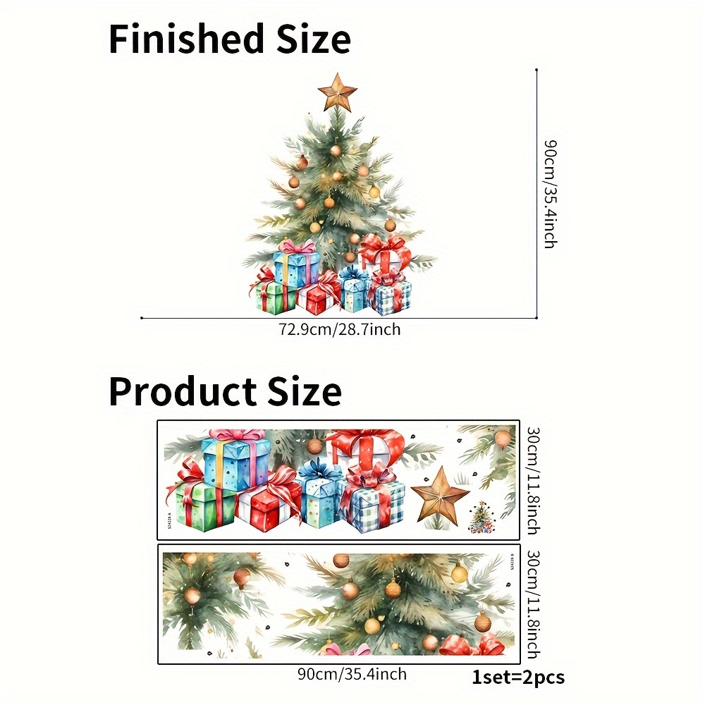 TEMU 2 Sheets/set Christmas Decorative Wall Stickers, Creative Christmas Tree And Gift Patterns For Living Room And Bedroom, Waterproof Self-adhesive
