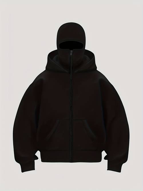 a cool hooded sweatshirt with a mask for casual solid color pullover hooded sweatshirt for men with kangaroo pocket streetwear is suitable for winter and autumn as a gift