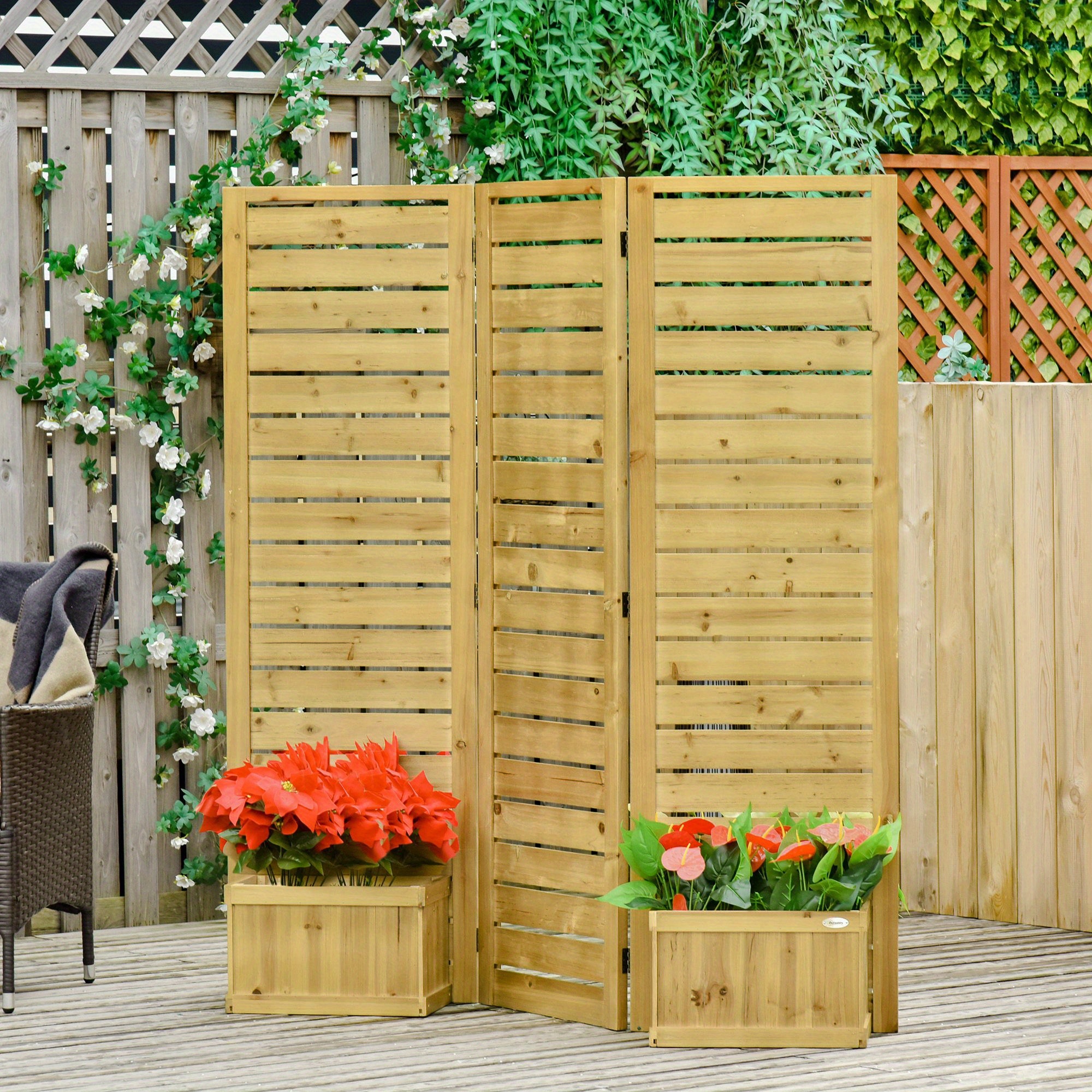 TEMU Écran d'intimité d'extérieur Outsunny avec 4 plates-bandes surélevées et trous de drainage