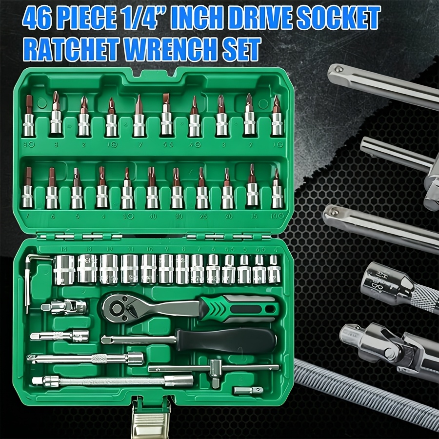 TEMU Kit d'outils 187/53/46 pièces, kit d'outils mécaniques de réparation automobile/vélo, clé à cliquet professionnelle de qualité course pour