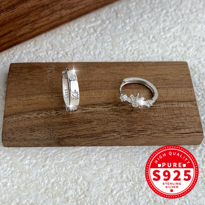 Women's S925 Silver Asymmetric Hoop Earrings, Trendy Design