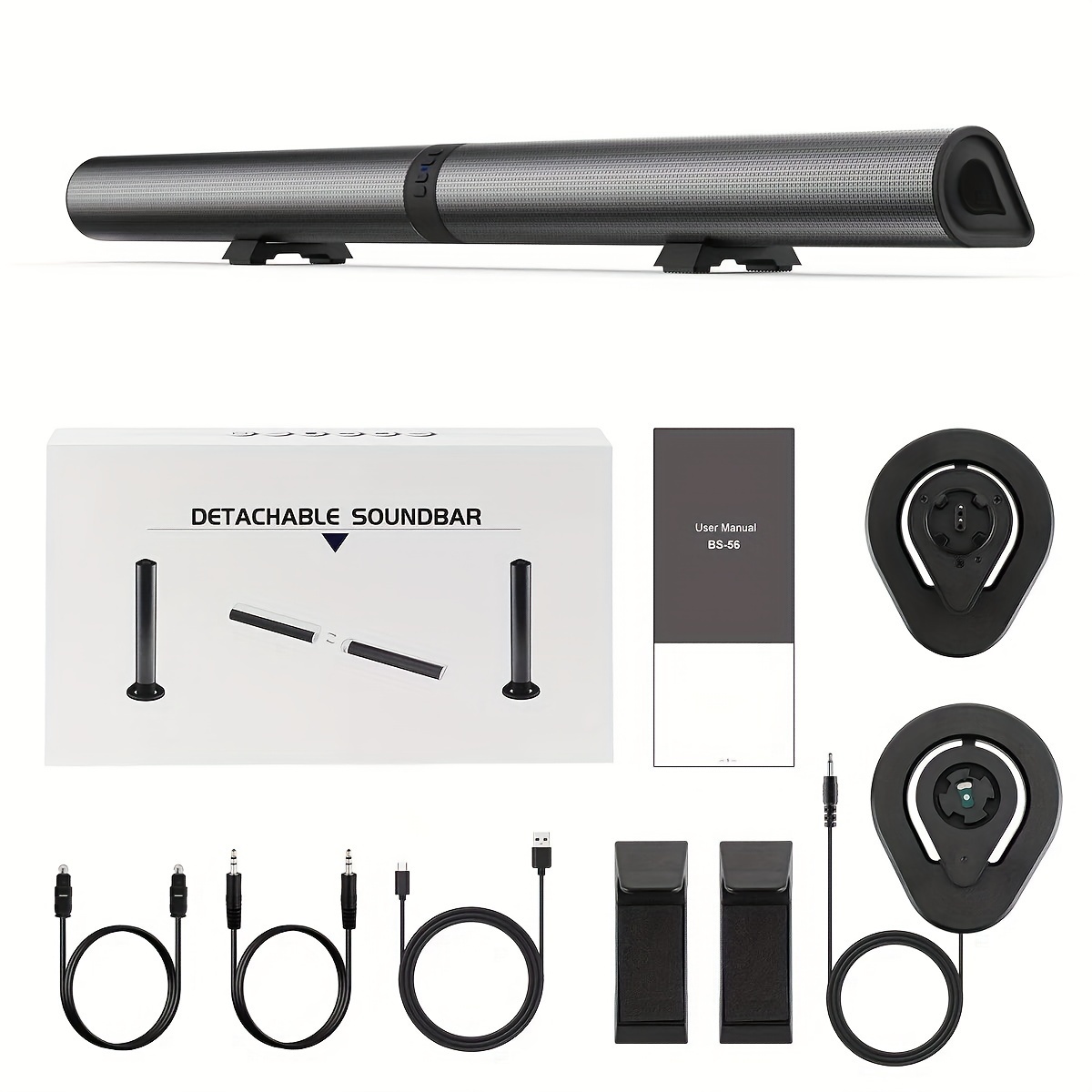 E-shop 2-in-1 Subwoofer Lautsprecher Kabellos 5.3 Soundbar 3D Surround TV Heimkino
