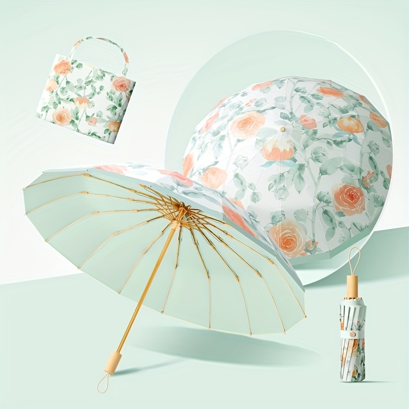 this folding umbrella features a full print design with 16 ribs for , wind , +. made from thick 210t, it in a stylish macaron a matching . | Today's Deals | Temu