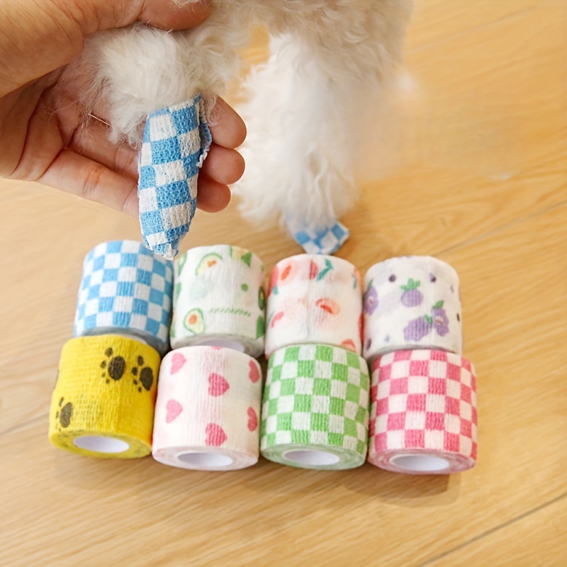 6pcs Mixed Colors Pet Vet Wrap Self Bandage, Non-woven Pet Elastic Bandages, Wrap Tape For Wrist, Ankle Sprains & Swelling
