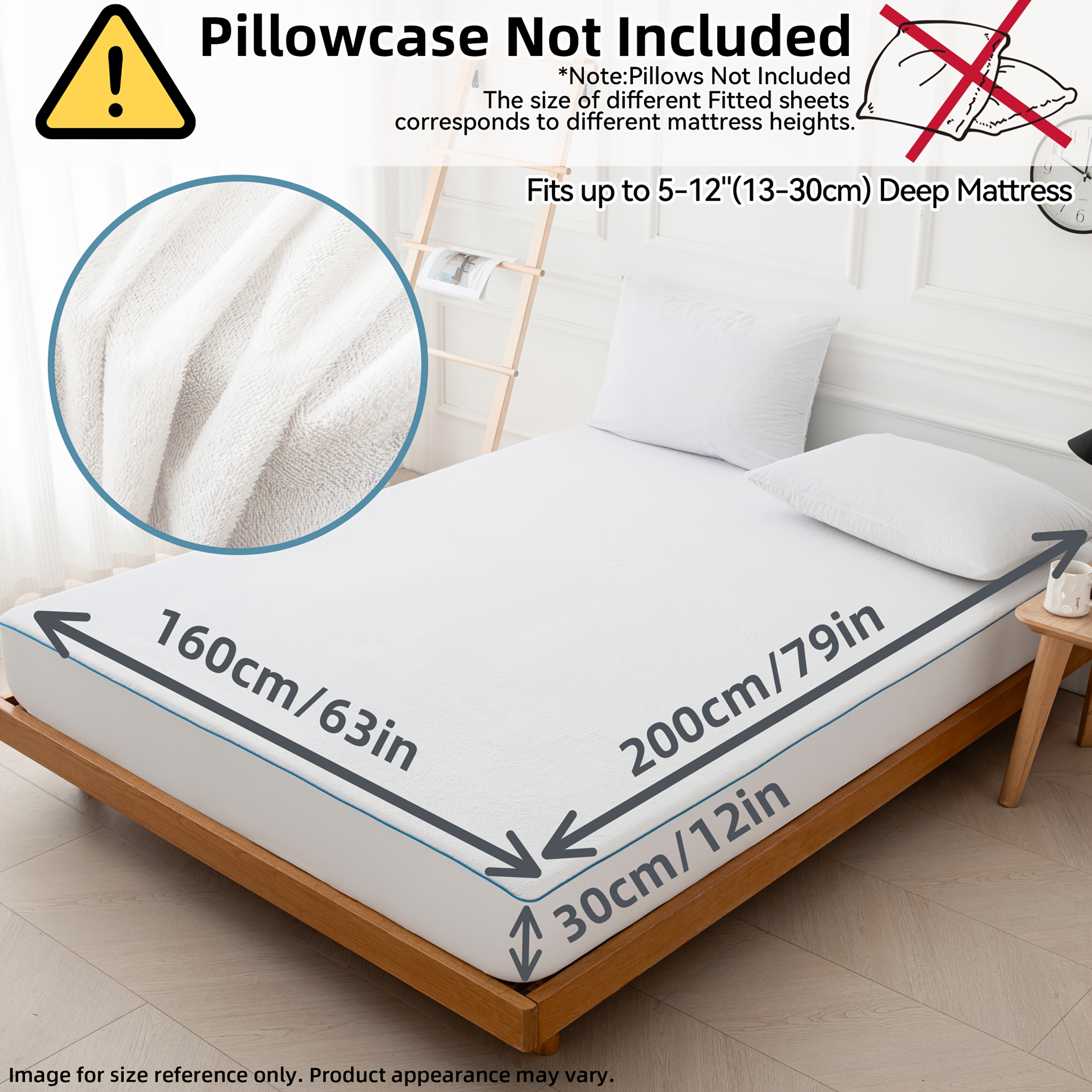 TEMU A Soft Terry Cloth Waterproof Mattress Protector, Breathable And Comfortable, Washable Fitted Sheet Suitable For 36cm Deep Mattresses, Made Of