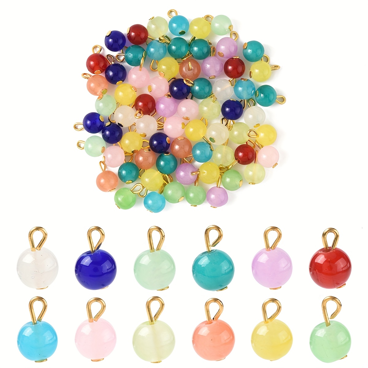 E-shop Ca. 120 Stück Sortierte Farben Glas Runde Perlen Anhänger Schmuck Zubehör Geeignet für Schmuck Halskette Herstellung
