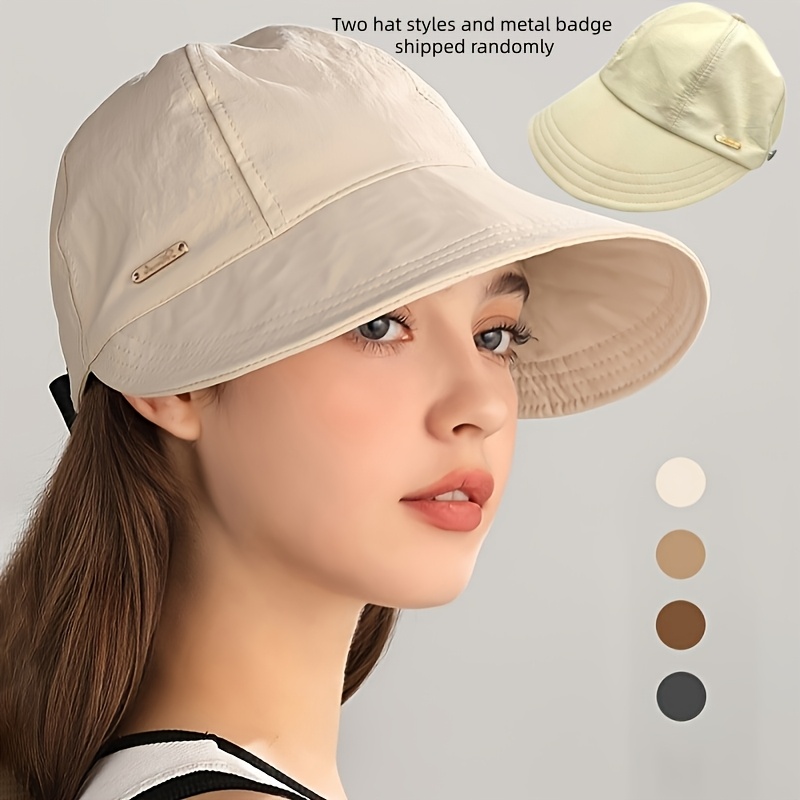 womens lightweight foldable baseball cap adjustable wide brim sun hat for face protection 10 scenes spring summer daily use fashionable versatile beige   brown hat for daily use accessory breathable fabric