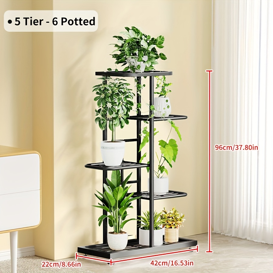 TEMU Étagère à fleurs, support à plantes en fer, étagère à fleurs 4/5/6/7/8 niveaux pour salon, chambre, bureau, cour, étagère de rangement au