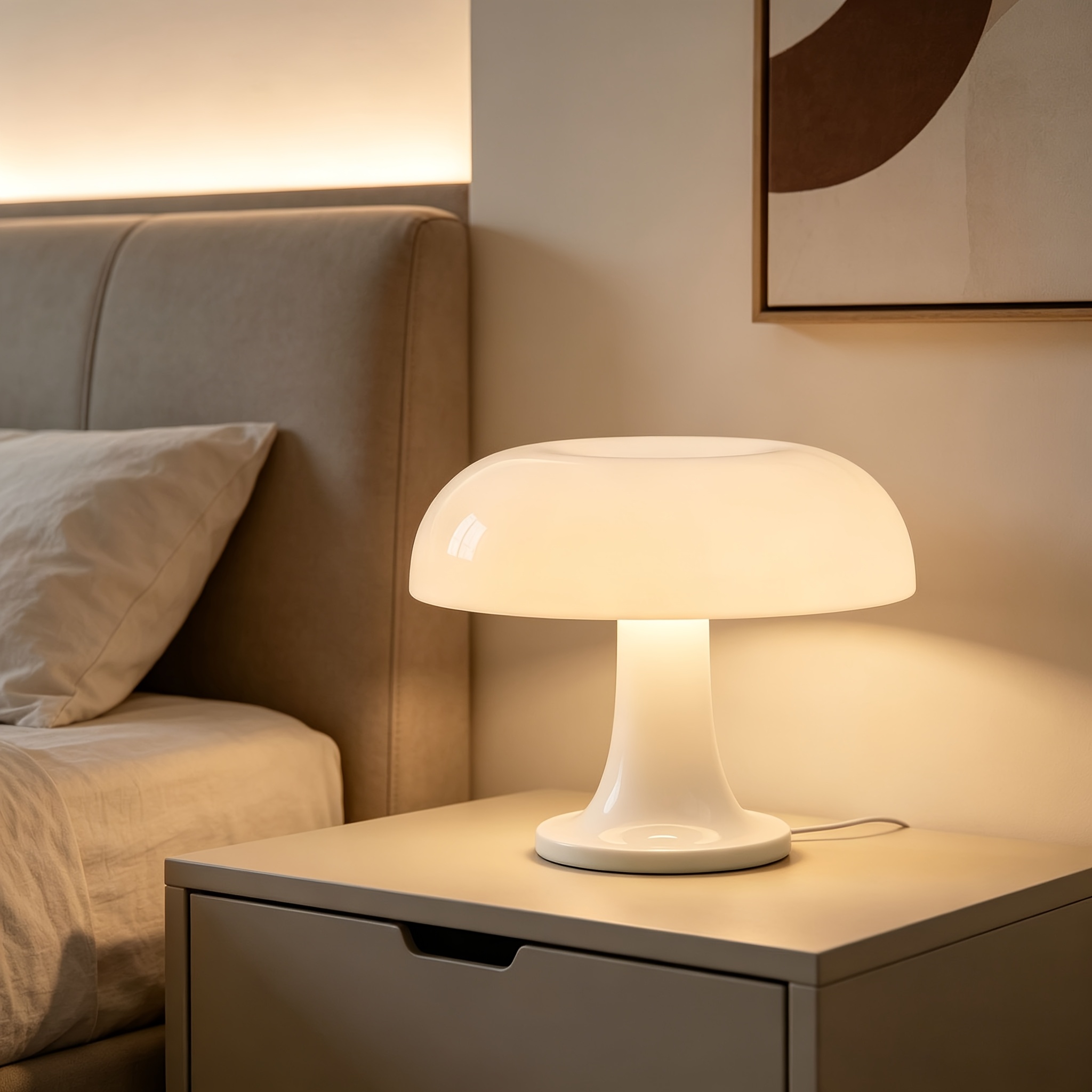 USB Plug-in Minimalist Mushroom Table Lamp with Adjustable Brightness