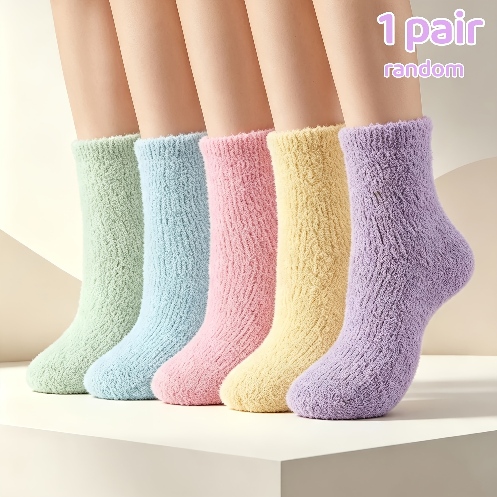 TEMU 1/3/5 Pairs Of Women's Mid-calf Winter Socks, Thickened Warm Cozy Medium Length Socks, Soft Breathable Wear - Resistant Socks For Cold Weather,