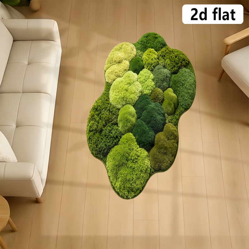 TEMU 2d Flat Creative Moss Mat, Irregular Shaped Mat, Suitable For Hotel Lobbies, Outdoor Entrance Doormats, , And Backyard Floor Mats, Machine