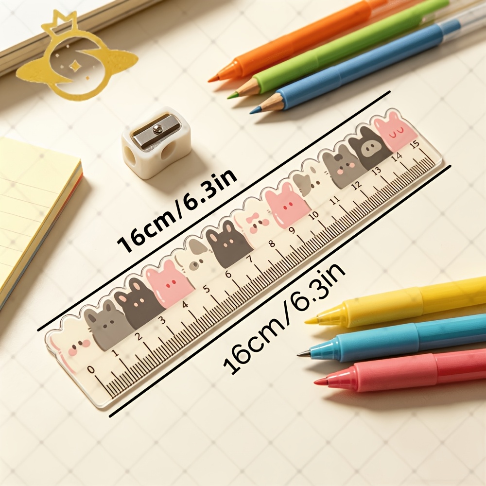 Acrylic Ruler with Cute Rabbit Pattern, Measuring Tool