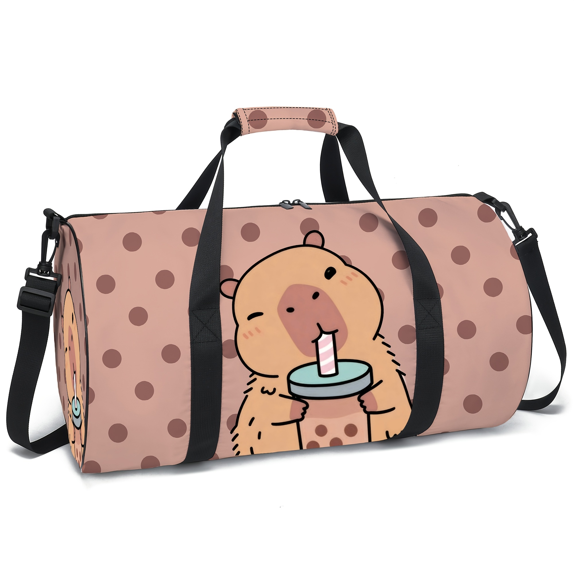 Capybara Print Travel Bag Suitable For Back-to-school, Camping & Vacation - Capybara-themed Storage With Capybara Patterns, Polyester Fabric, Machine Washable For &, School, Outdoor Activities ()