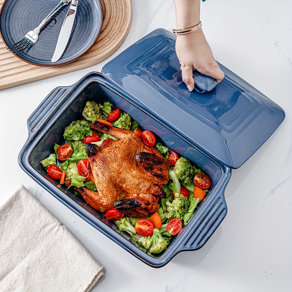 3 5 qt ceramic 9x13 casserole dish lid oven safe large - Temu