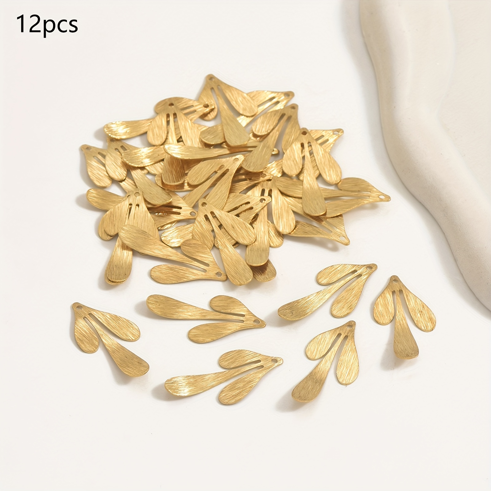 E-shop 12-teiliges Vintage-Minimalistisches Doppelseitiges Ausgeschnittenes Gebürstetes Messing Aprikosenbaum-Blatt Halskette Armband Anhänger Zubehör