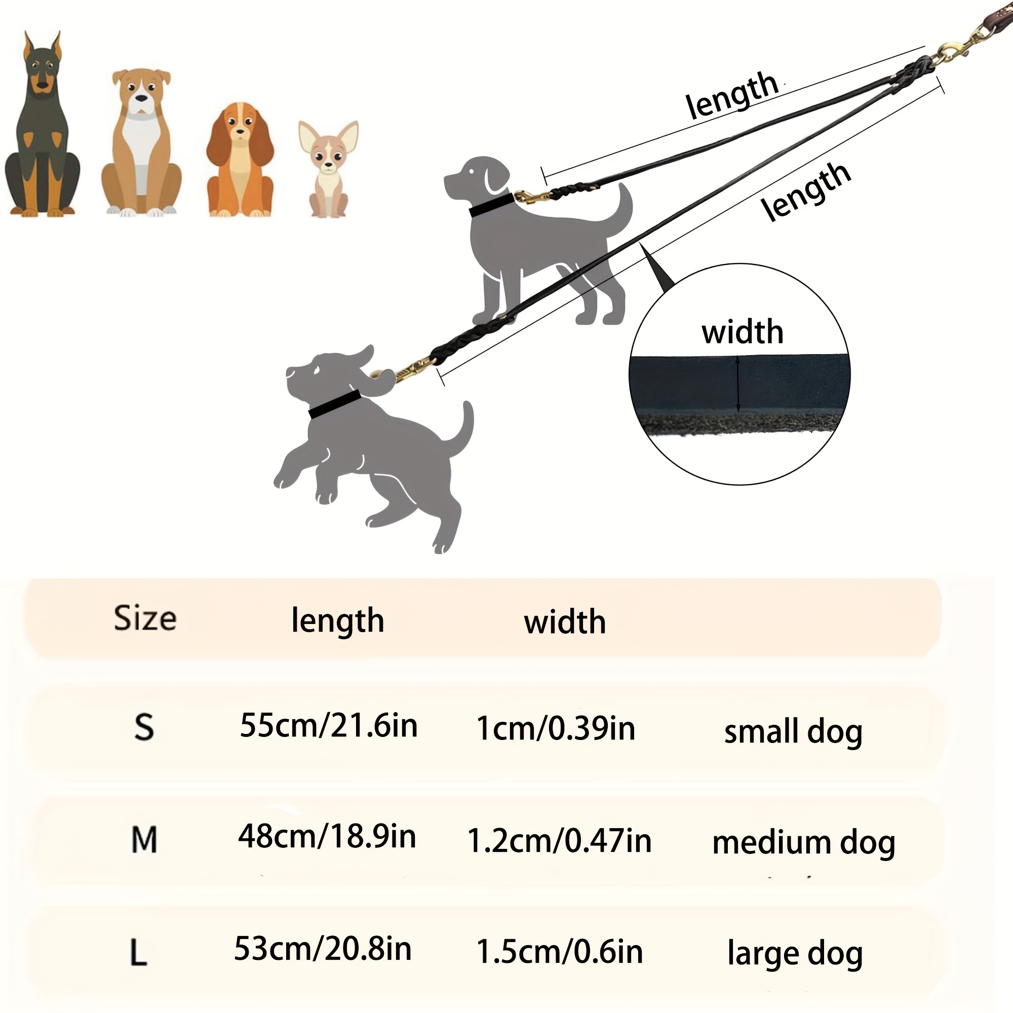 Double Dog Leash Leather, Tangle-Free, Soft & Comfortable