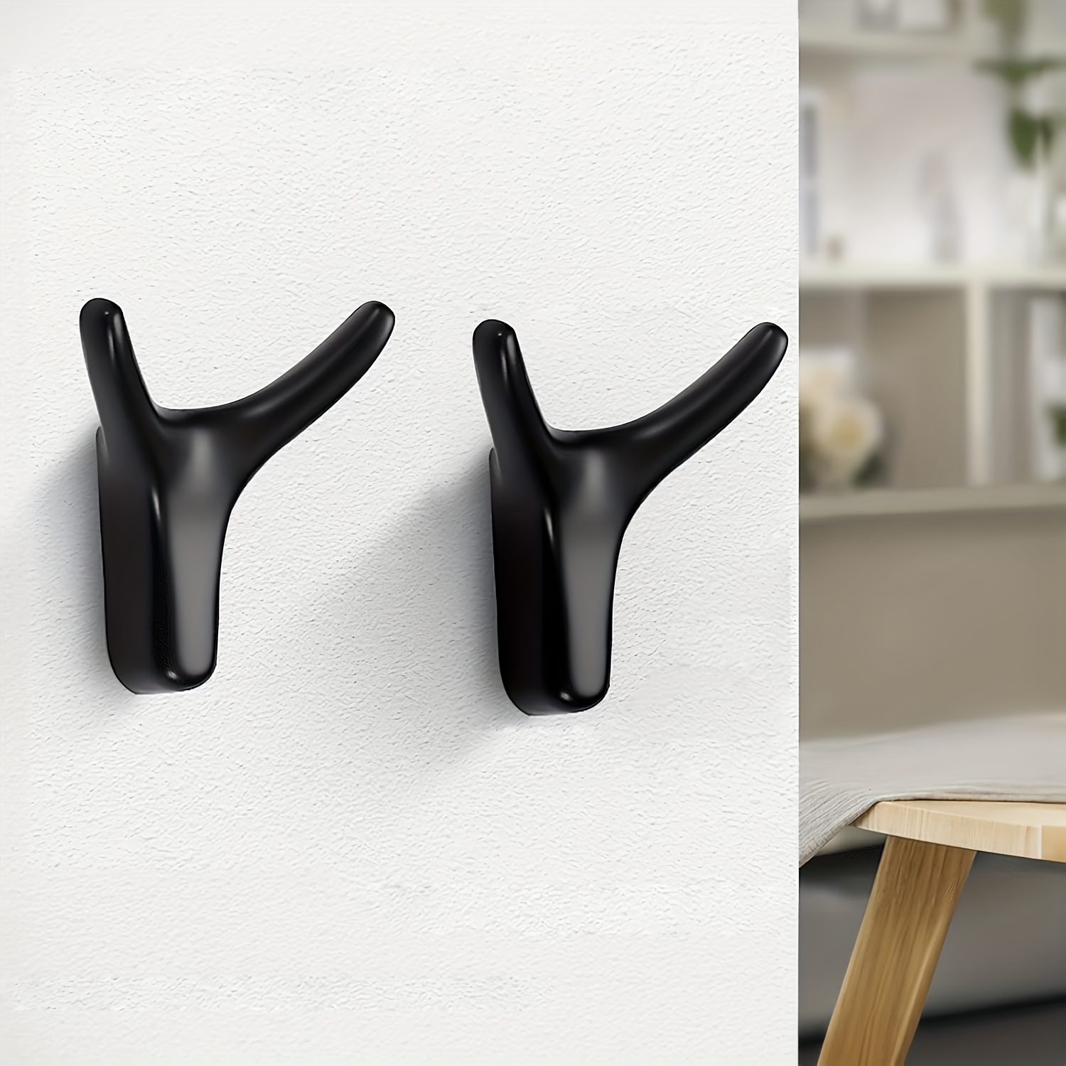 Image of 2pcs Set, Metal Towel Hooks, Wall Hooks - Black Heavy-duty Hooks For Hanging Coats, Hats, Towels, Bathrobes, Bathroom And Bedroom, 4pcs, Drill Required
