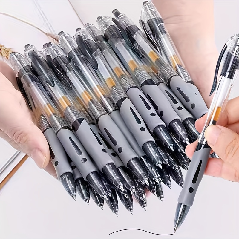 

10pcs Press Retractable Neutral Ink Ball Pen - Thick Black (for Exams)- For School, Office, Home Use - Smooth Writing, Quick Drying