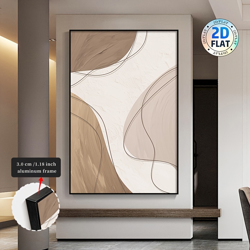 TEMU 2D 평면, 2D/FLAT, 짜임새 있는 갈색과 흰색 캔버스와 액자의 매끄러운 통합이 특징인 조립형 예술 작품. 액자형 벽 예술, 집 장식, 방 꾸미기, 집 벽화, 고화질 프린트. 할로윈과 크리스마스를 위한 이상적인 선물. 거실, 침실, 다이닝룸, 사무실