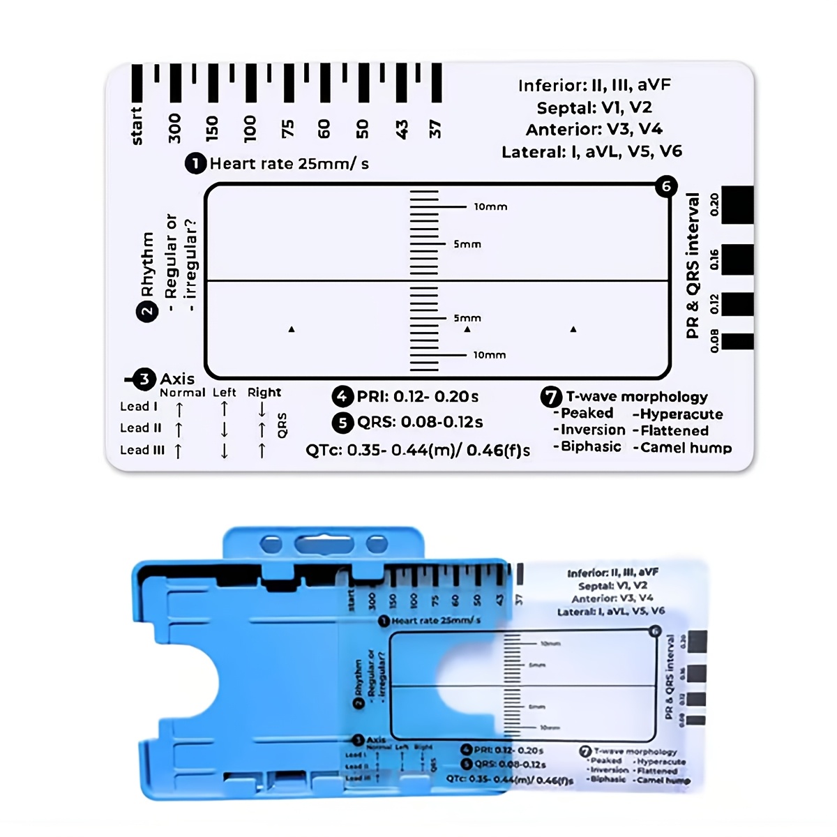 

Pocket-sized Ecg Ruler - Plastic, 7-step Cardiovascular Diagnostic Tool For Easy Carry, Fun & Functional, Portable