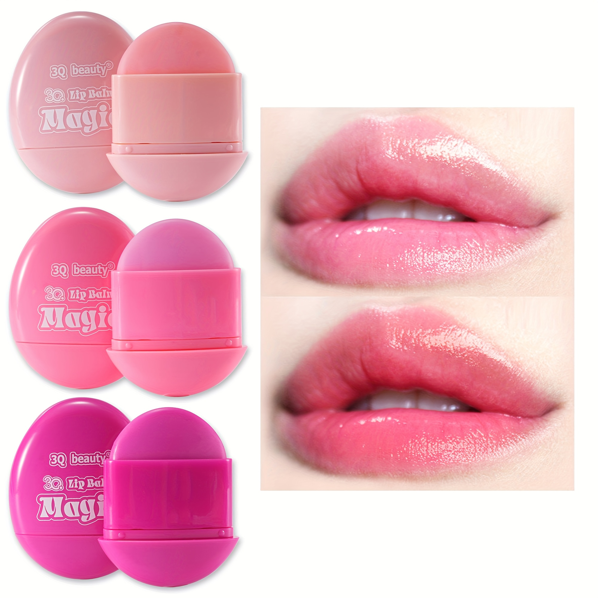 TEMU Set Of 3 Color-changing Lip Balms That Are Natural, Provide Long, And Change Colors Body Temperature