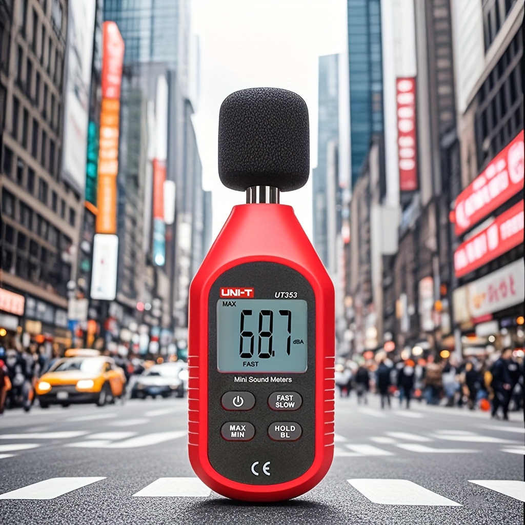 Medidor de nivel de sonido digital profesional UNI-T UT353, rango de 30-130 dB, precisión de 0.01 dB, pantalla LCD con retroiluminación, función de retención de máximo/mínimo, diseño compacto para pruebas de calidad de audio, monitoreo ambiental, uso en oficina, hogar, biblioteca, medidor de ruido para casa y oficina, instrumento moderno, plástico duradero - Imagen 4