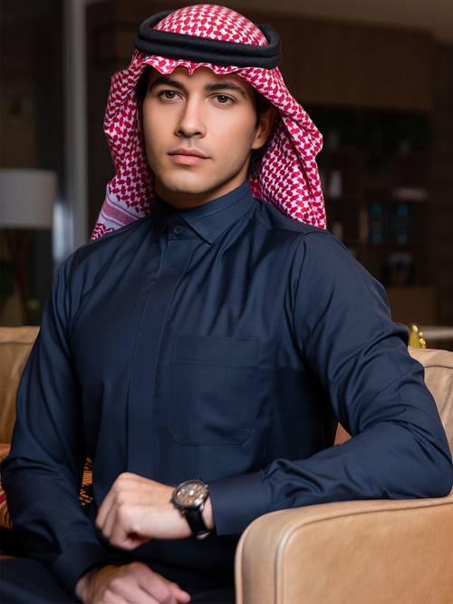 mens traditional cultural attire arab islamic muslim navy blue robe with stand up collar solid color elegant style mens robe for suitable for eid al fitr eid al and sacrifice festival traditional holiday arab robe