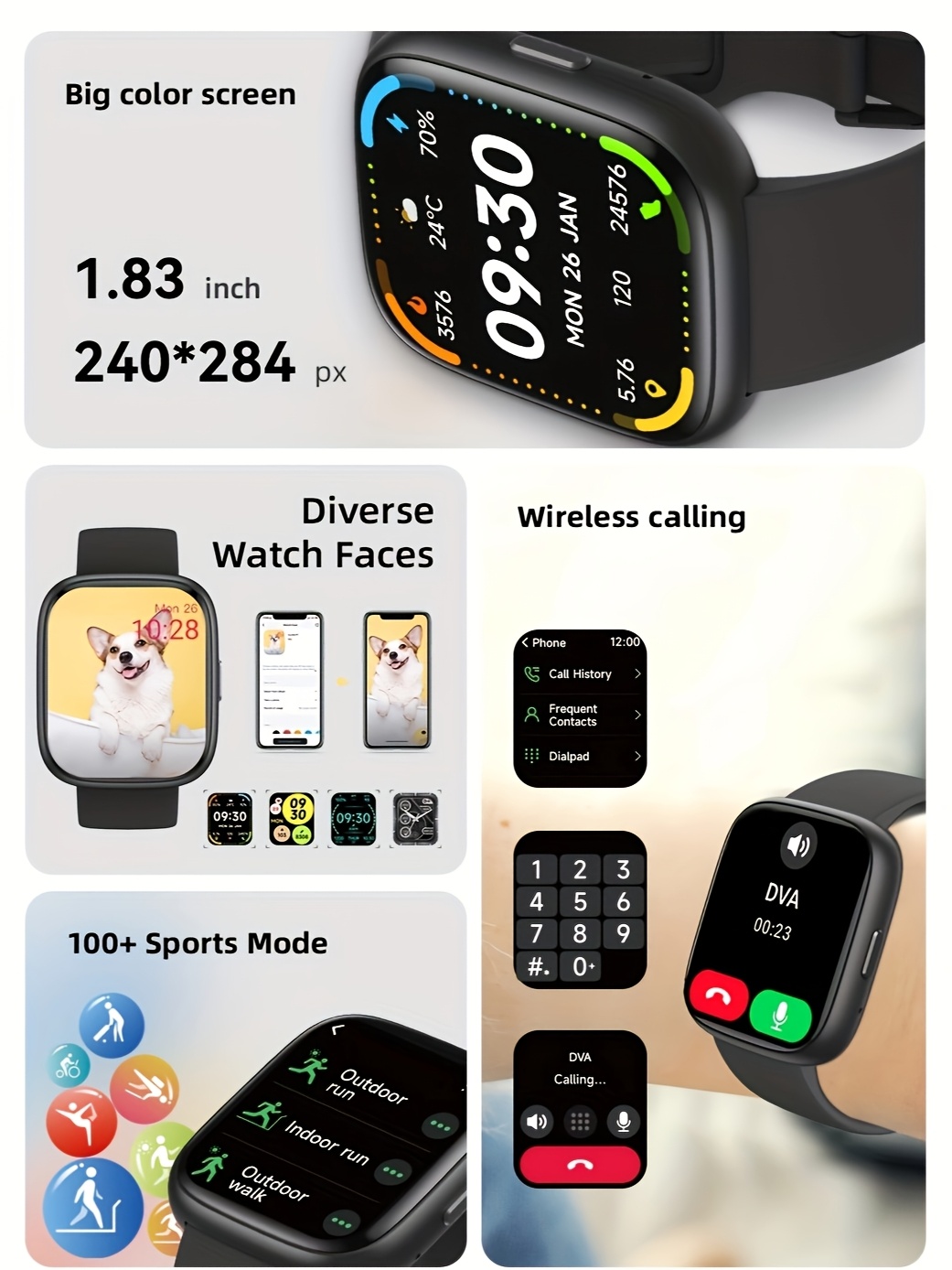 VERFIT Smart Watch for Men & Women - Alexa Built-in, Fitness Tracker, Wireless Call, Sleep & Sports Tracking, 4.65cm TFT Display,, Rechargeable Battery, Beige Silicone Strap, Ideal for iPhone & Android, Gift Item, Fitness Tracker Watch | Minimalist Watch Design | Watch