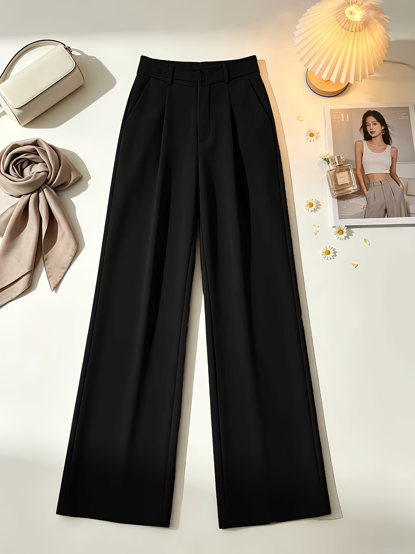 knee length dresses for ladies Flat Front Wide Leg Dress Pants for Tall Women in Fawn 20 / Tall / Fawn main image 0