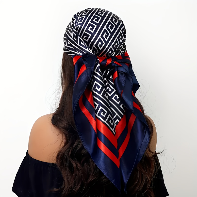 E-shop 1 Stück 35,43x35,43 Zoll Outdoor-Schal, Modischer Damen-Leichtschal, Ganzjahres-Windschutz-Strandtuch, Klassisches Druckmuster, Quadratischer
