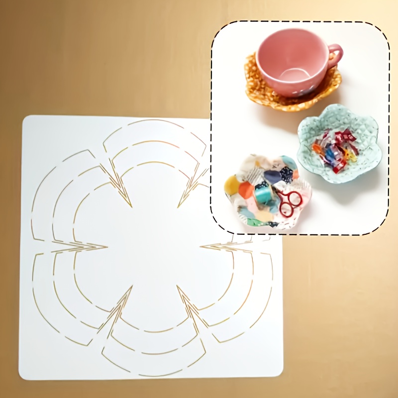 E-shop Blumenform-Schablone, 6-Blatt-Schablonen in 3 Größen, Handgemachte DIY-Stoff-Aufbewahrungskorb, Stickerei-Patch-Schüsseldeckel, hitzebeständig