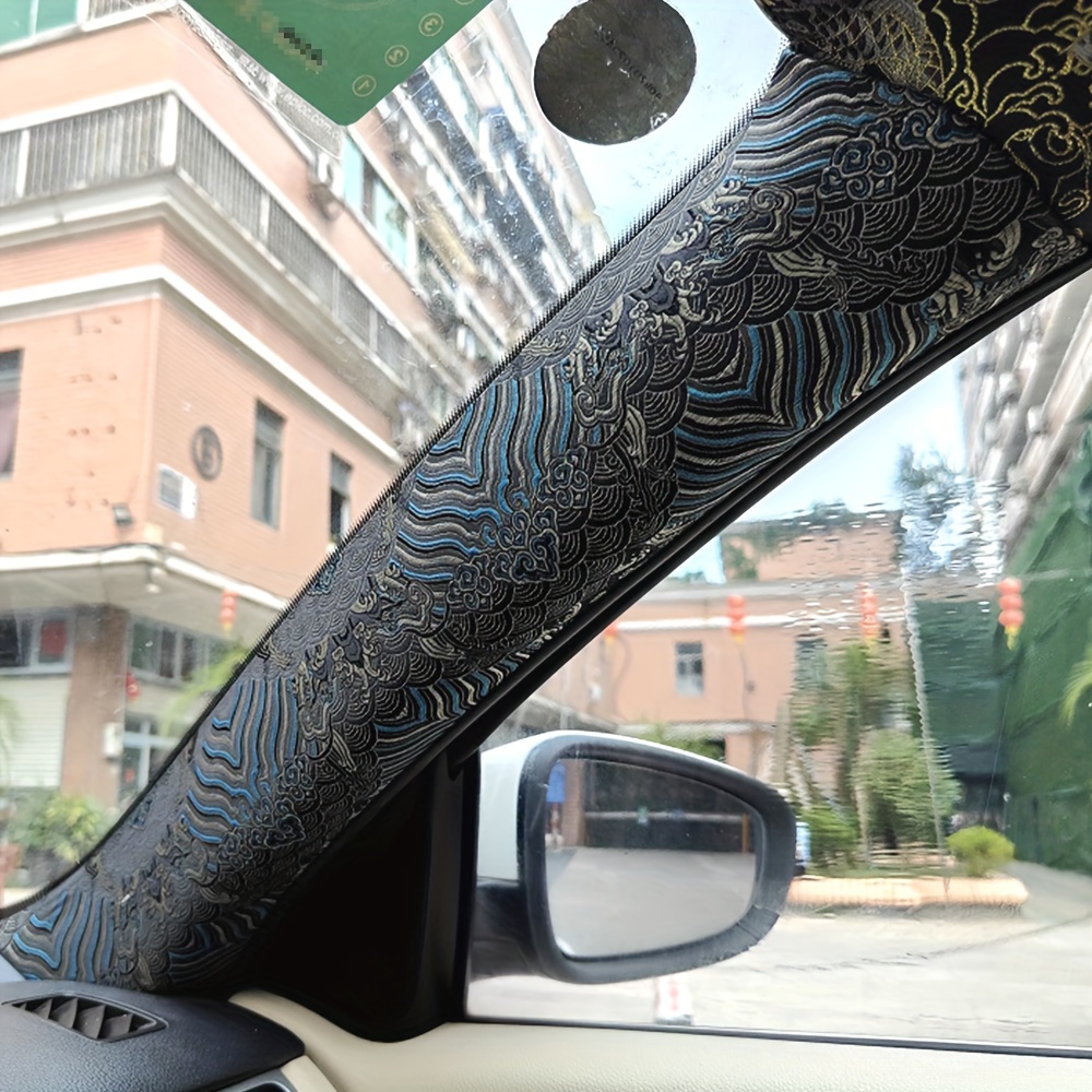 

Jdm-inspired Self-adhesive Car Interior Modifications - Embroidered, Metallic Accents For Roof & A-pillars, Cartoon Styles