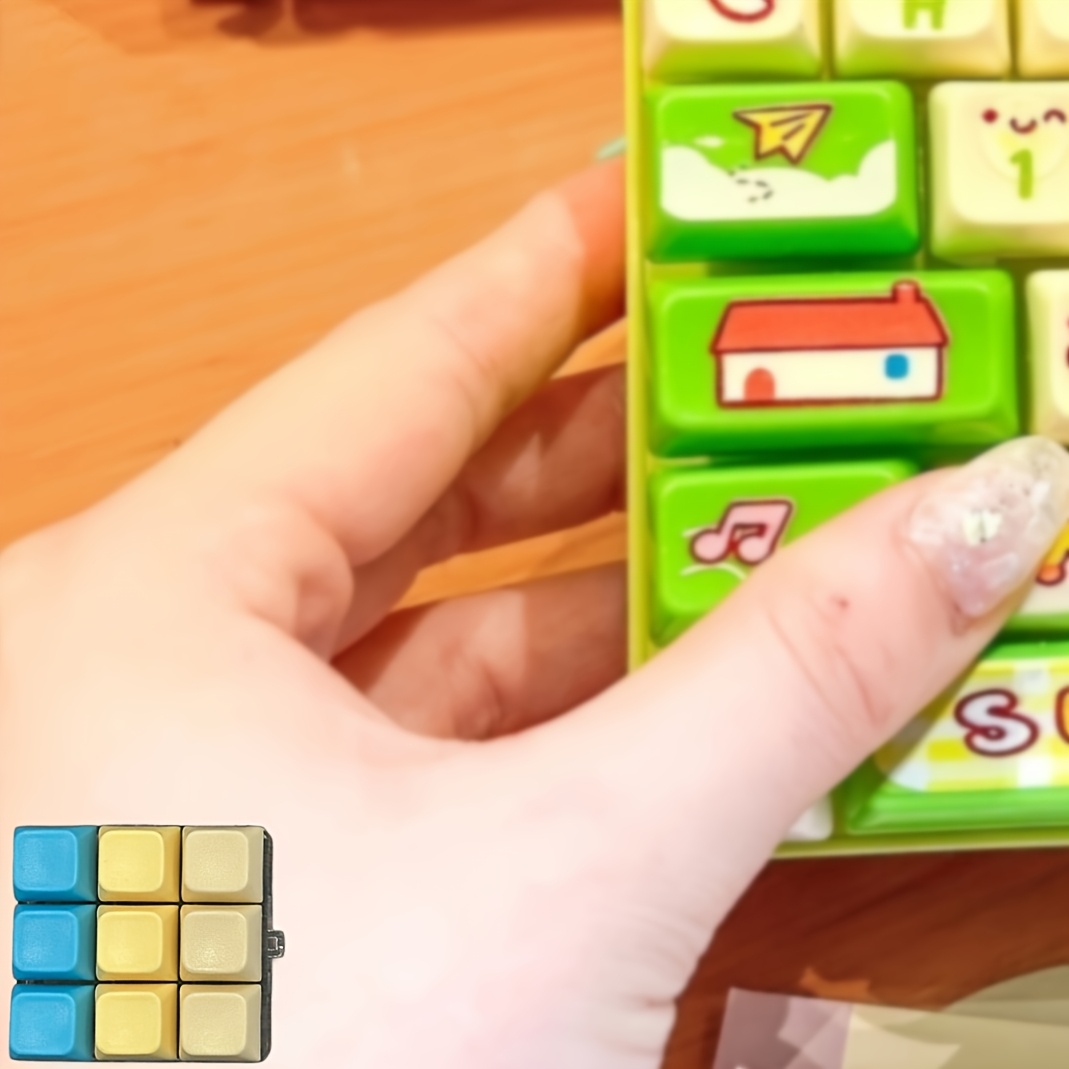 TEMU Macaron-shaped Mechanical Keyboard Keychain, Pocket-sized, With Tactilely Sensitive Anxiety, Hung On A Backpack, Color Random