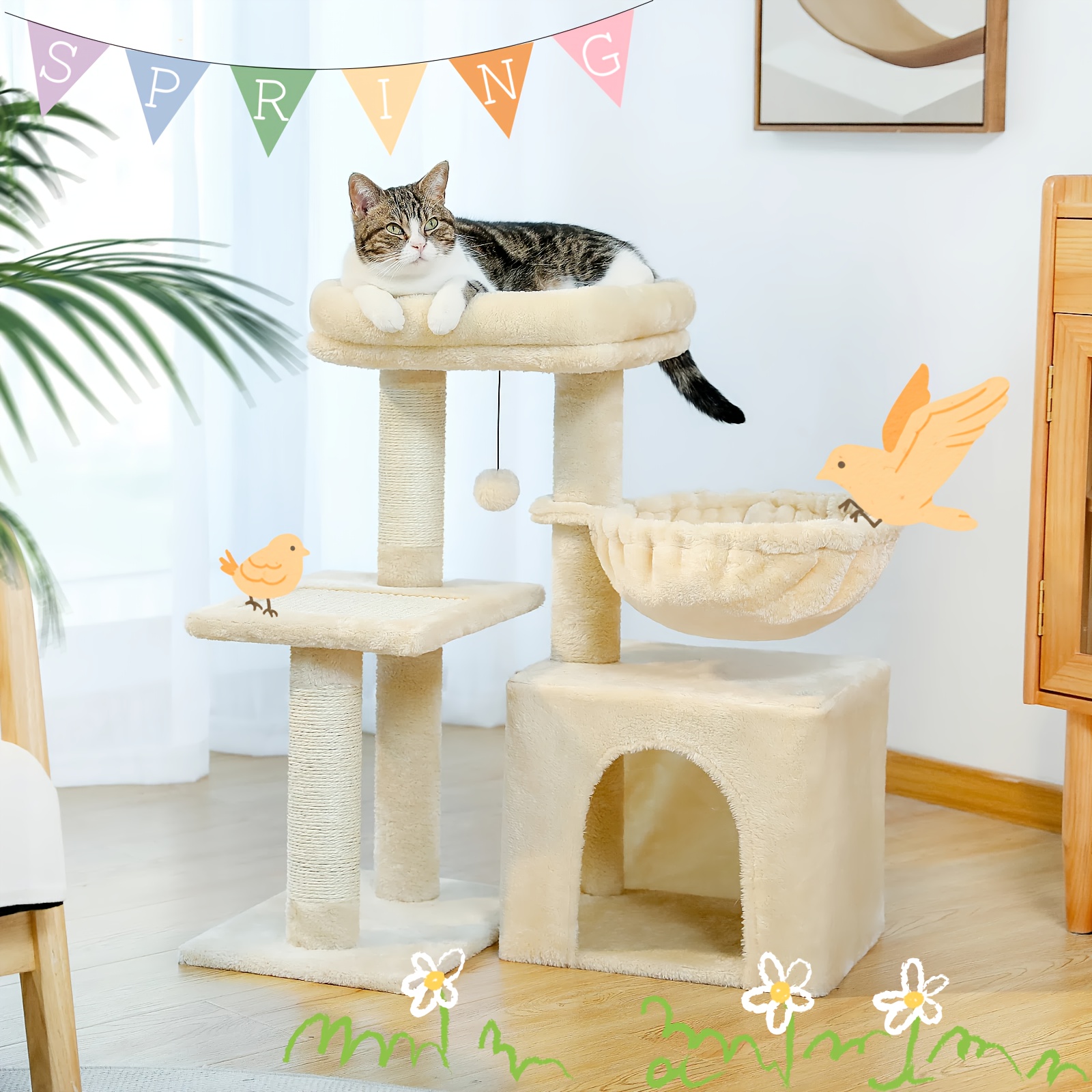 durable build versatile small cat tree indoor cats dual Temu